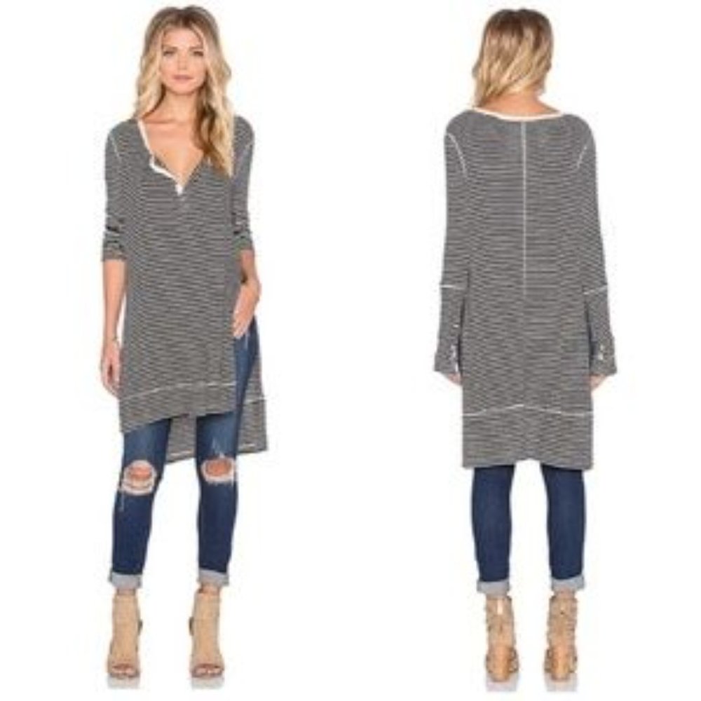 Free People Striped Henley Tunic size XS - Picture 2 of 7